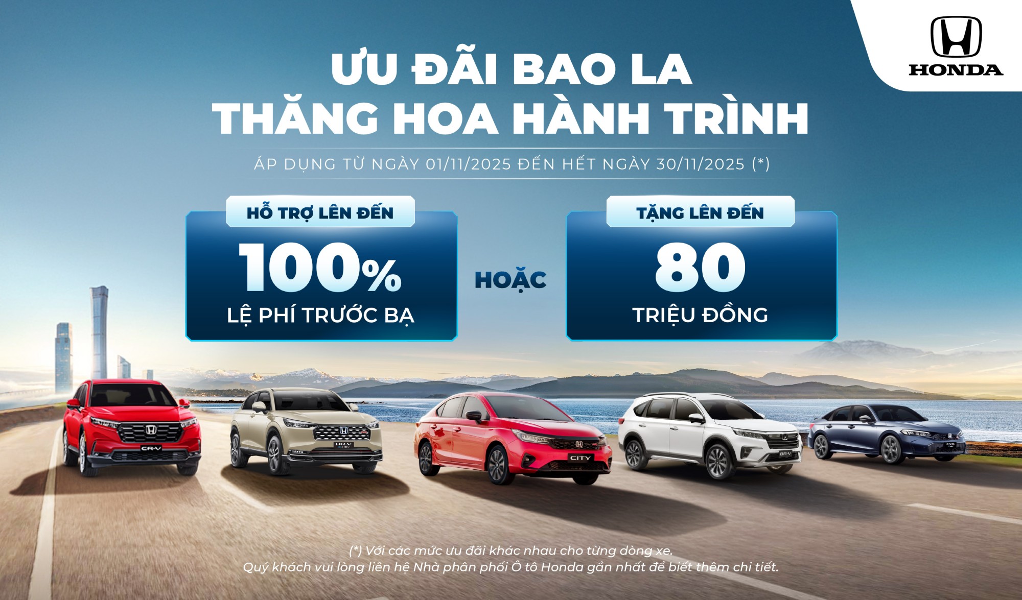 Hỗ trợ lên đến 100% lệ phí trước bạ hoặc tặng lên đến 80 triệu đồng